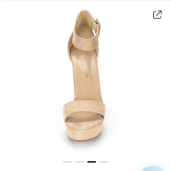 Nude suede chunky heels - Picture 2 of 5